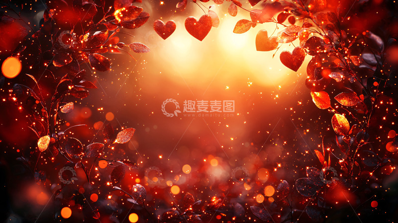 高清大图下载【趣麦麦图】红叶爱心浪漫背景