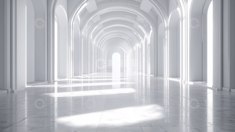 高清大图下载【趣麦麦图】纯白拱形长廊