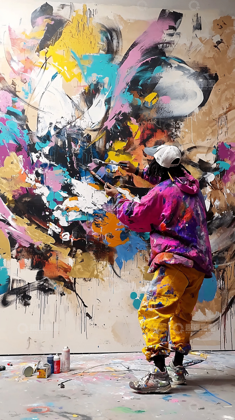 高清大图下载【趣麦麦图】艺术家创作大型抽象画