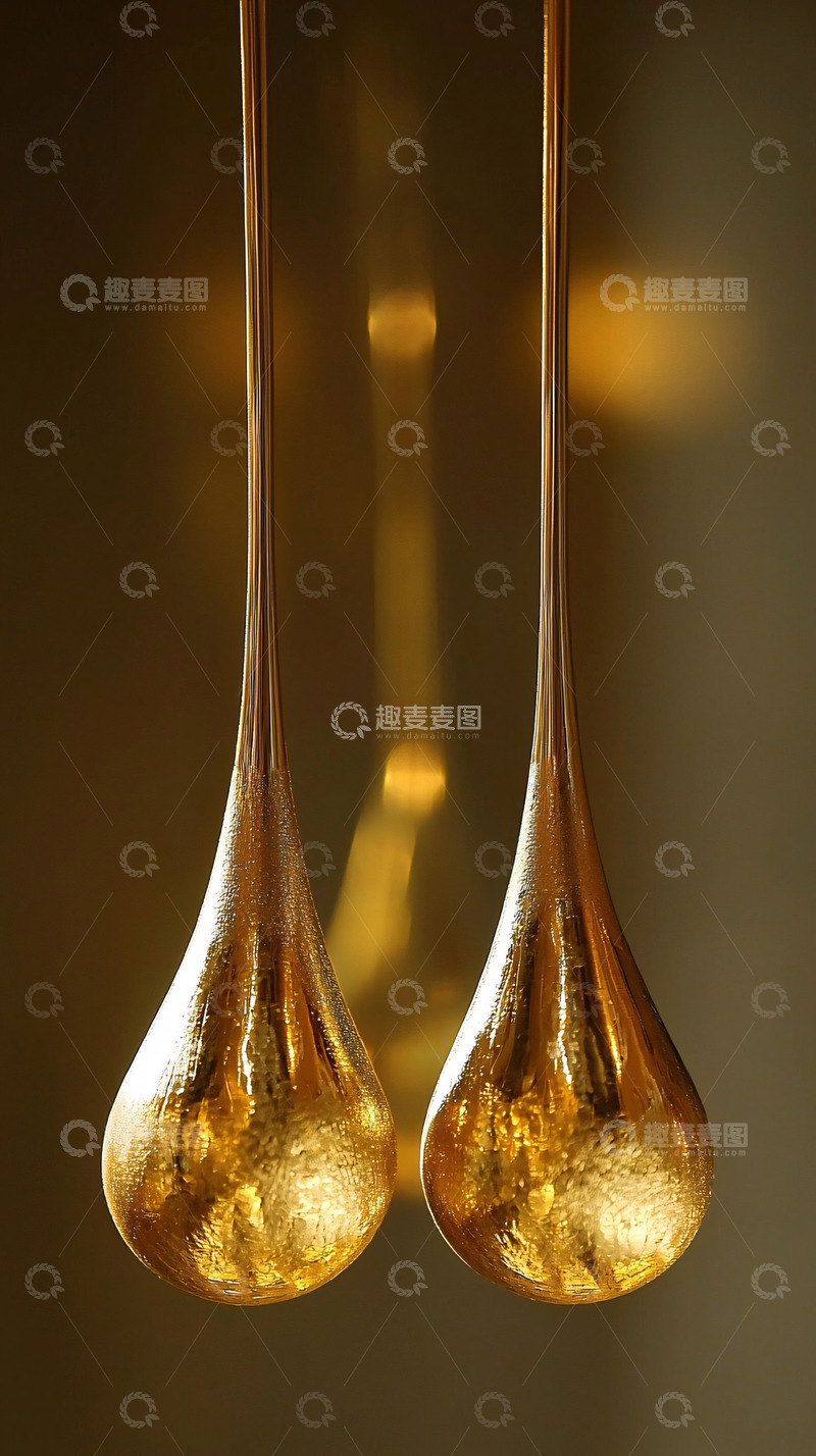 高清大图下载【趣麦麦图】金色水滴耳坠