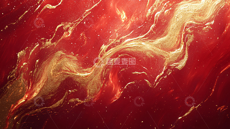 高清大图下载【趣麦麦图】红色金色流体纹理
