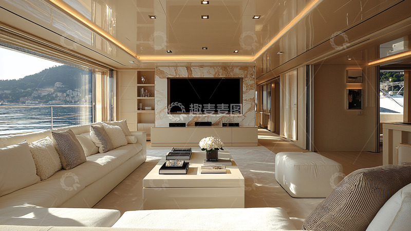 高清大图下载【趣麦麦图】奢华游艇客厅
