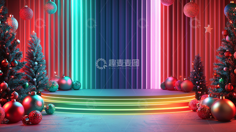 高清大图下载【趣麦麦图】圣诞节舞台背景