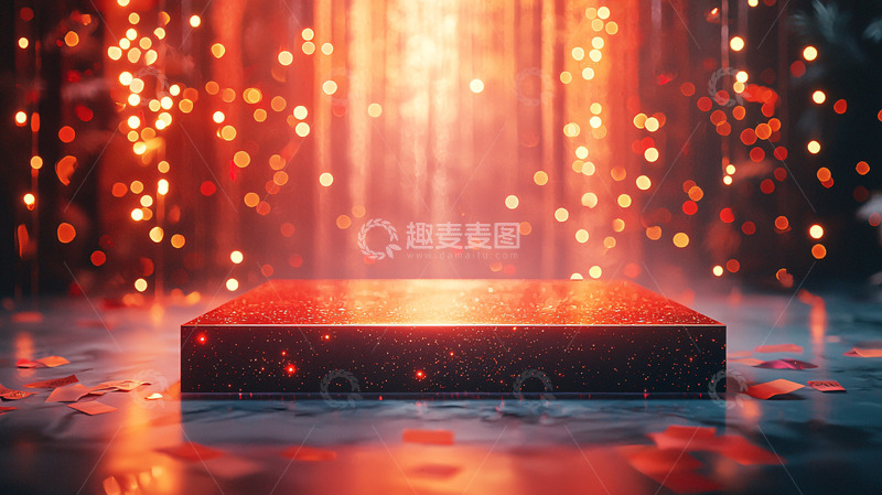 高清大图下载【趣麦麦图】红色光线舞台背景