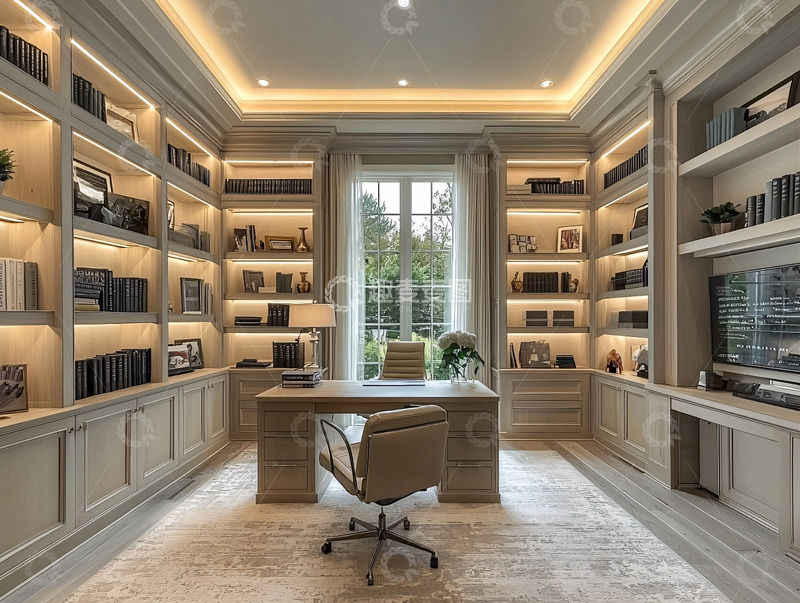 高清大图下载【趣麦麦图】豪华典雅的书房设计