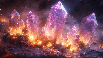 火焰中的紫色水晶