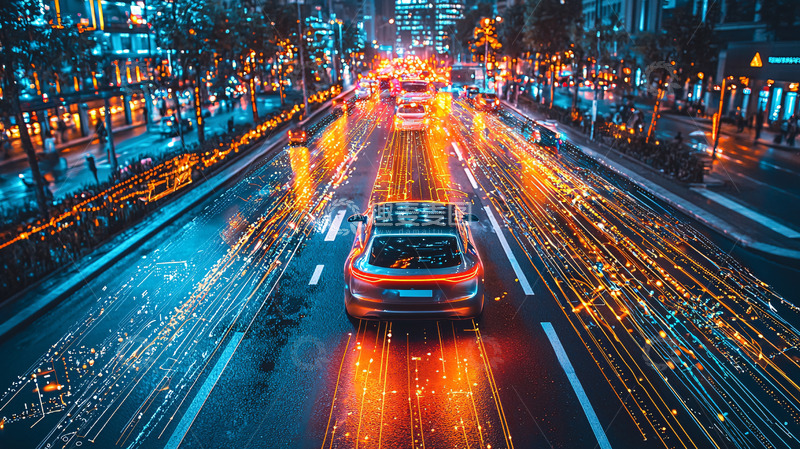 高清大图下载【趣麦麦图】夜景城市街道汽车