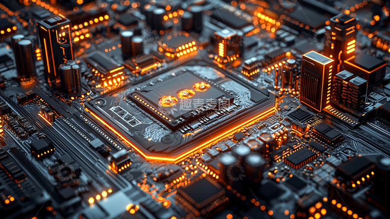 高清大图下载【趣麦麦图】高科技感电路板芯片特写