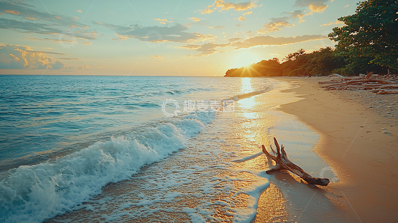 高清大图下载【趣麦麦图】海滩日落美景