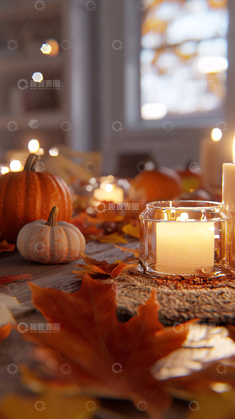 高清大图下载【趣麦麦图】秋日南瓜烛光晚餐