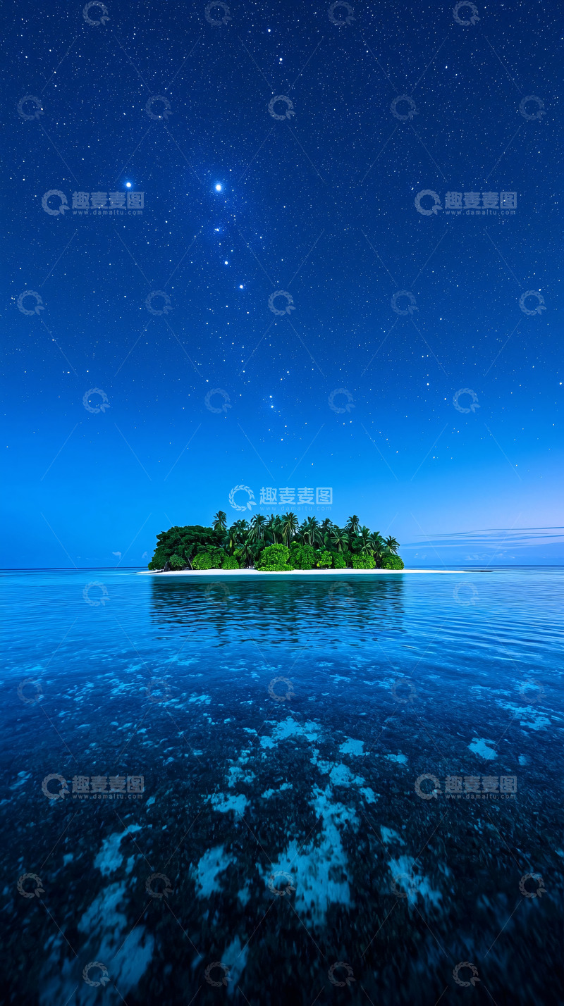 高清大图下载【趣麦麦图】星空下的热带小岛