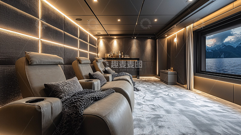 高清大图下载【趣麦麦图】豪华游艇内部影音室