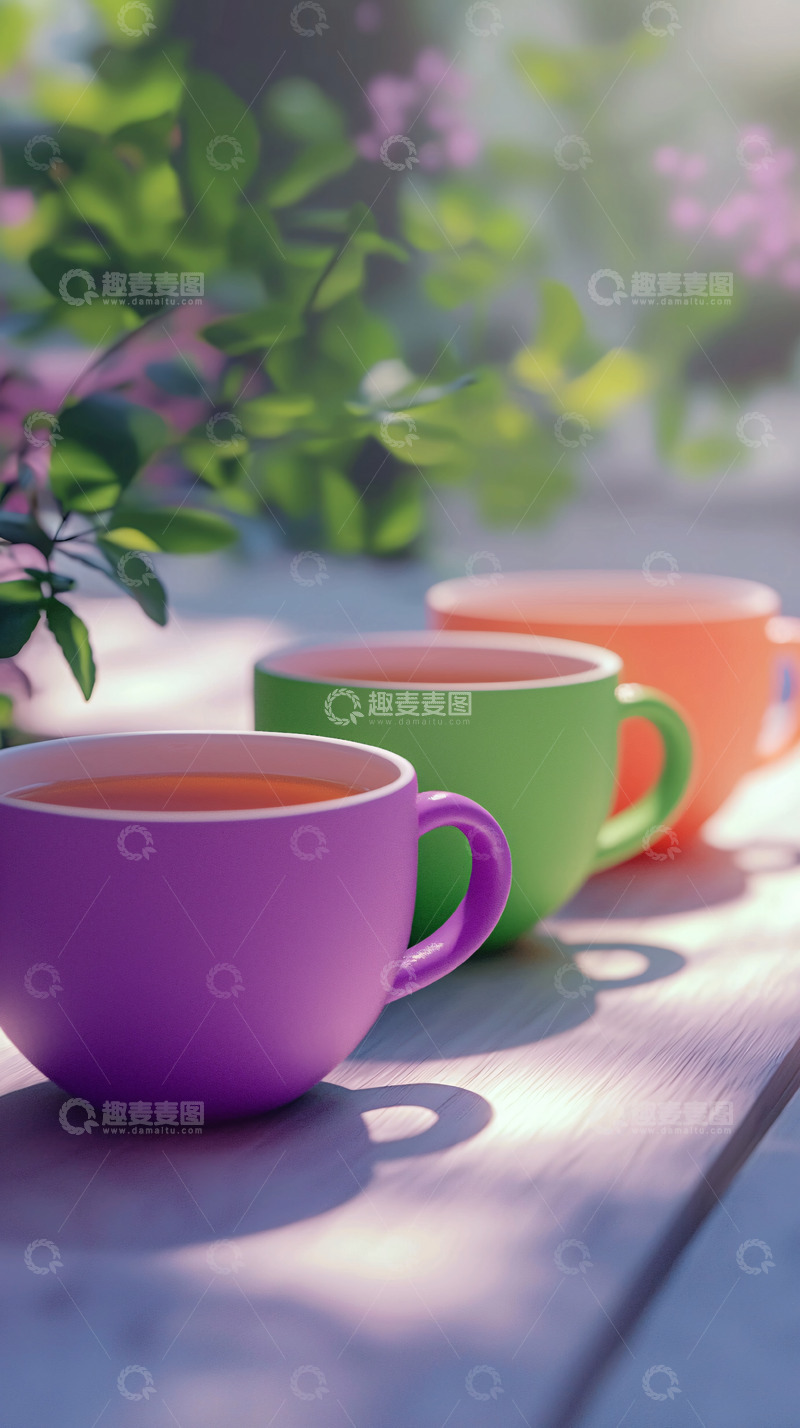 高清大图下载【趣麦麦图】彩色茶杯