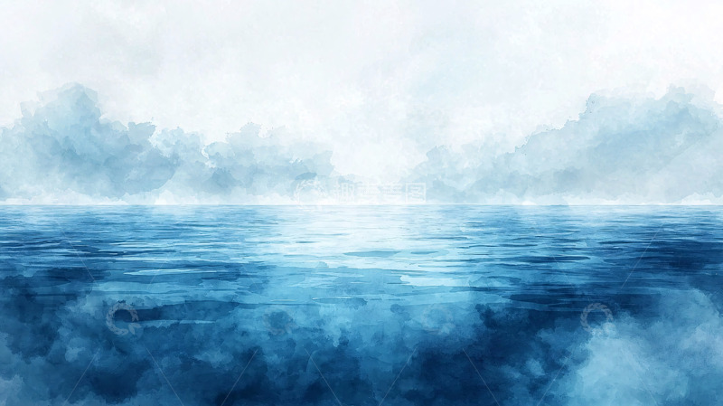 高清大图下载【趣麦麦图】朦胧蓝色水雾风景画