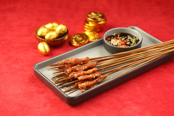 地摊生牛串摄影图