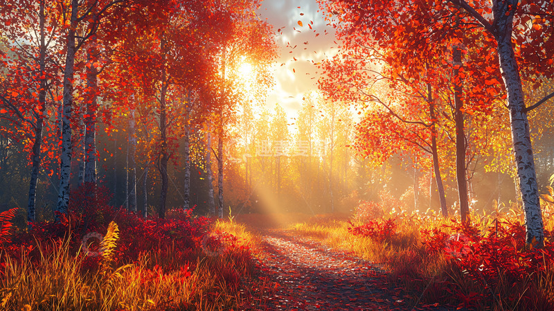高清大图下载【趣麦麦图】秋日森林小路