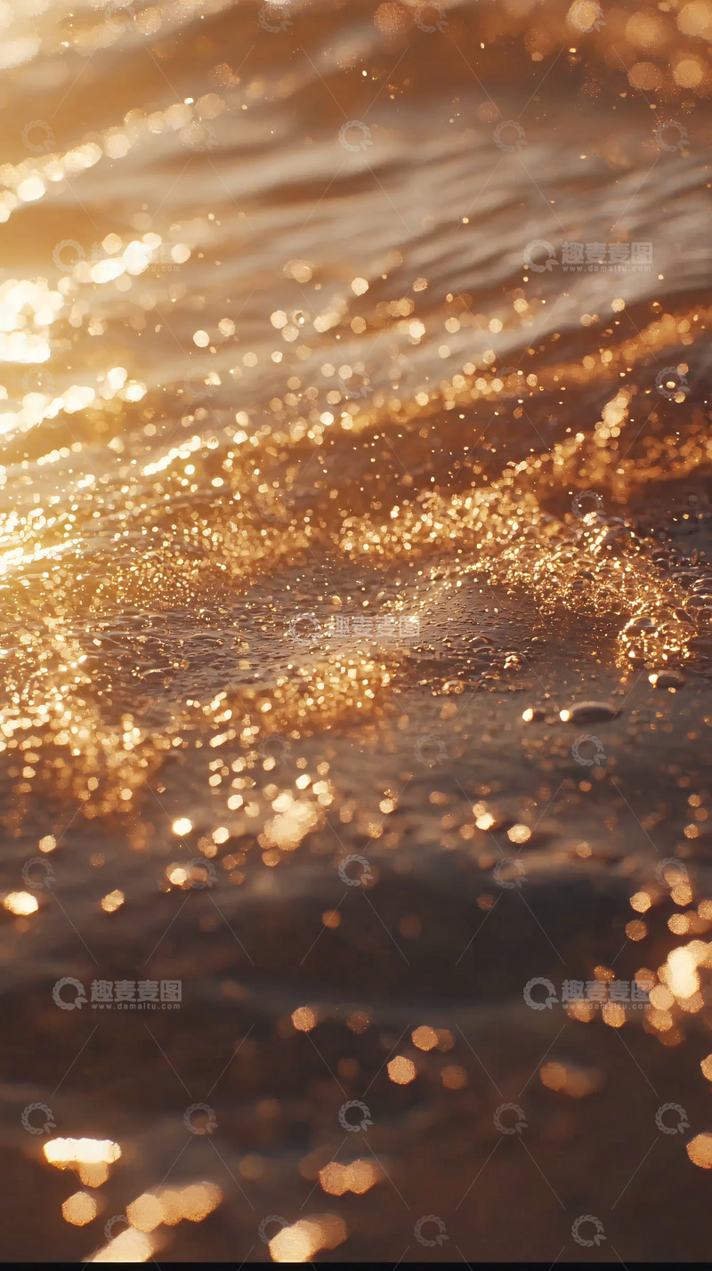 高清大图下载【趣麦麦图】金色阳光下的波浪