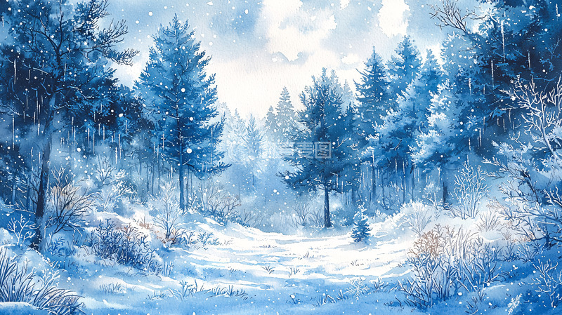 高清大图下载【趣麦麦图】冬日雪景森林
