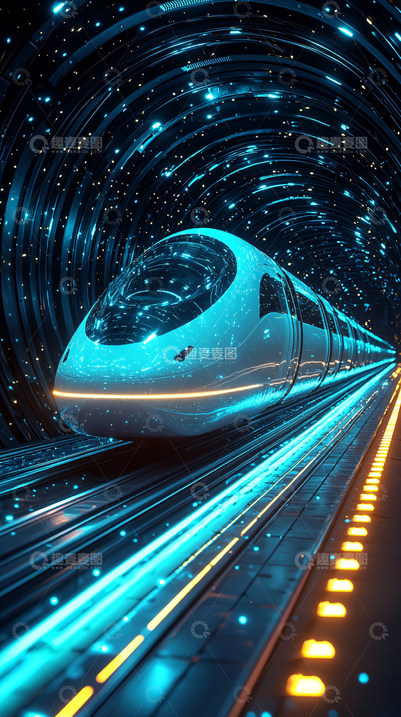 高清大图下载【趣麦麦图】未来科技高铁