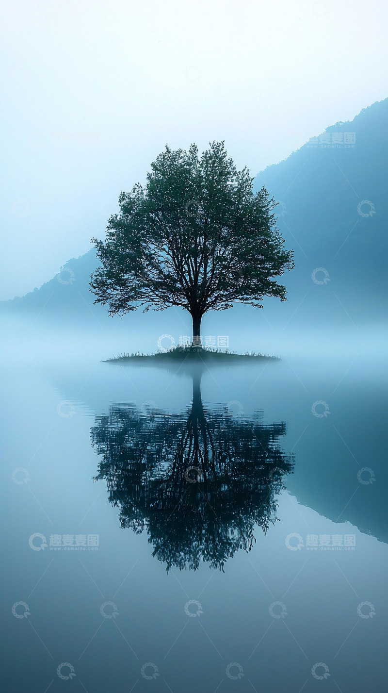 高清大图下载【趣麦麦图】孤树倒影