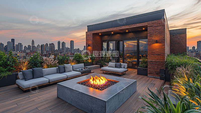高清大图下载【趣麦麦图】城市景观屋顶露台