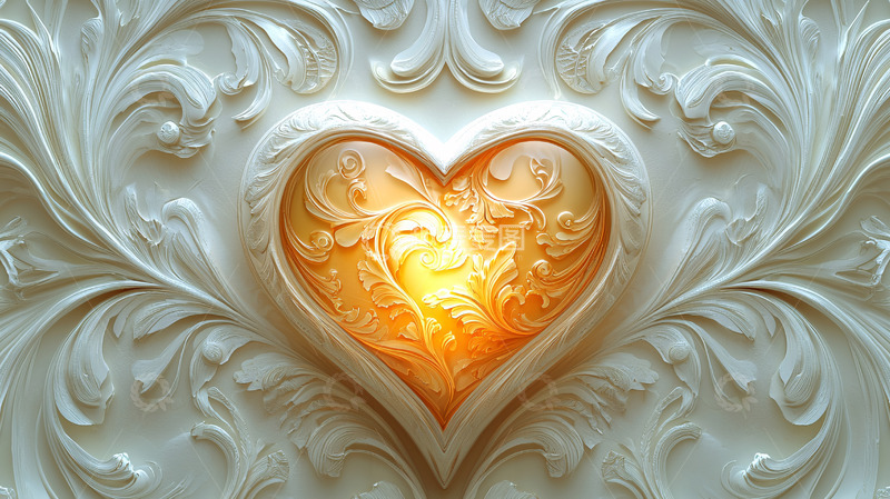高清大图下载【趣麦麦图】金色爱心浮雕
