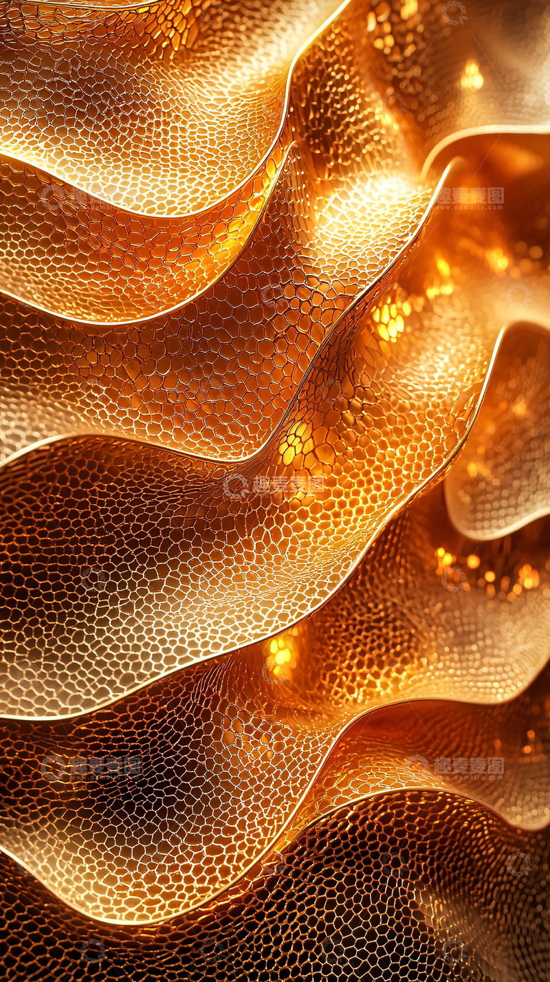 高清大图下载【趣麦麦图】金色波浪纹理背景