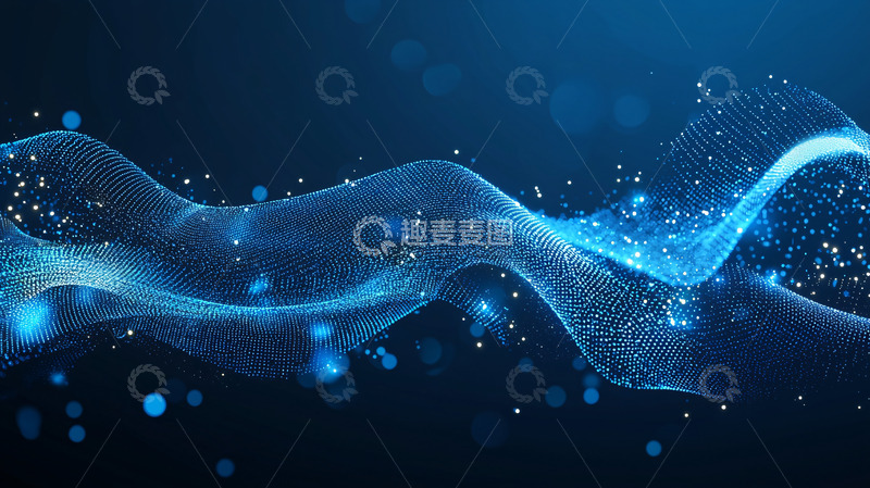 高清大图下载【趣麦麦图】蓝色科技感粒子波浪