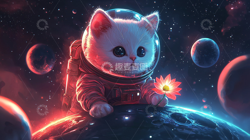 高清大图下载【趣麦麦图】太空猫