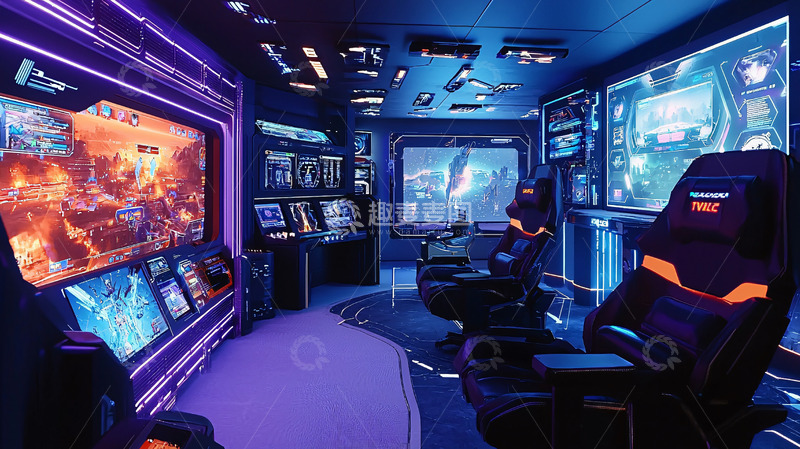 高清大图下载【趣麦麦图】科幻游戏指挥中心