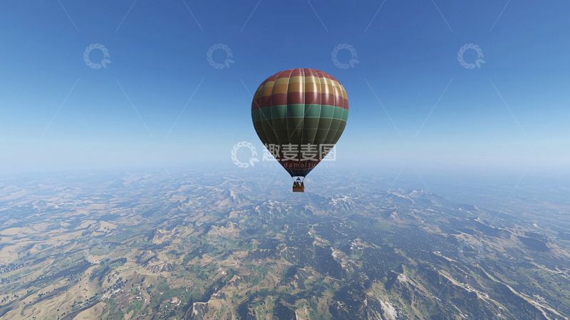 高清大图下载【趣麦麦图】热气球高空俯瞰大地