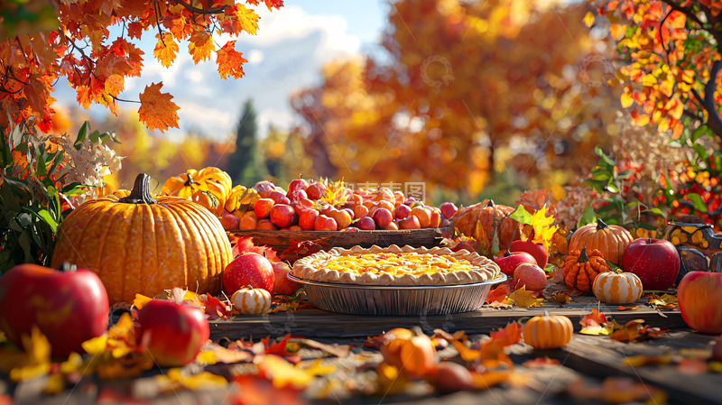 高清大图下载【趣麦麦图】秋日丰收南瓜派
