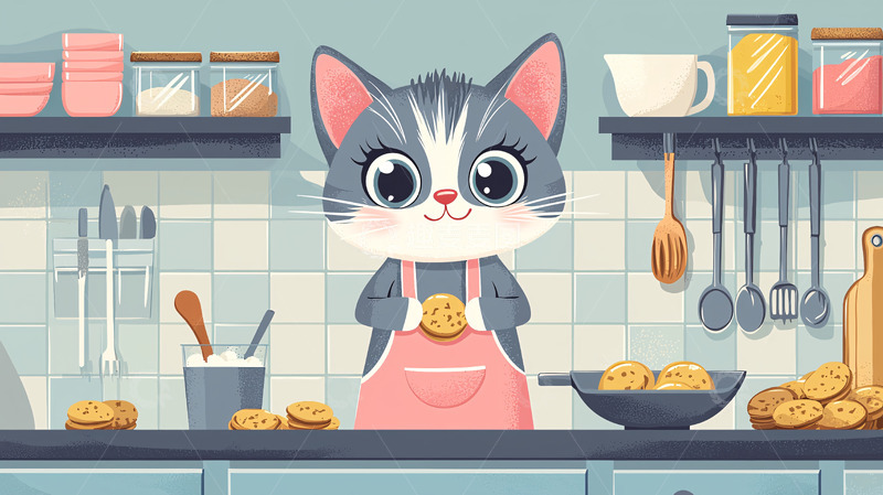 高清大图下载【趣麦麦图】可爱猫咪烘焙师