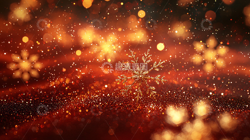 高清大图下载【趣麦麦图】红色背景雪花闪光
