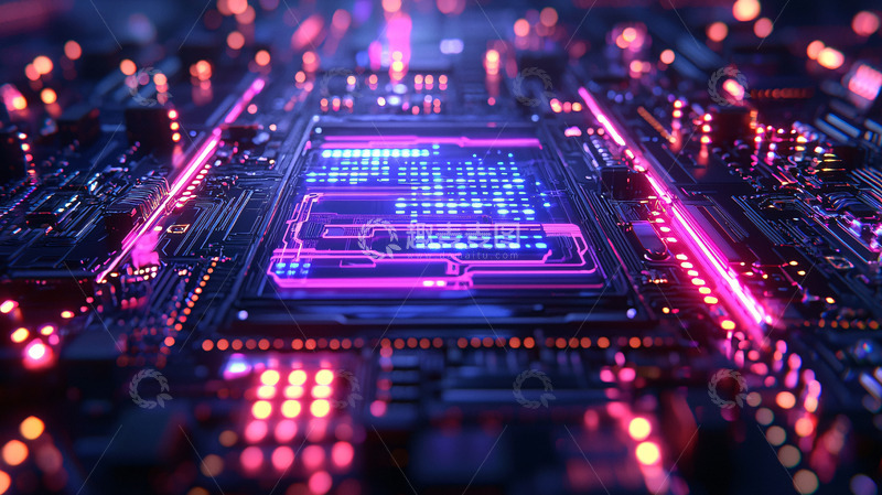 高清大图下载【趣麦麦图】科技电路板发光特写