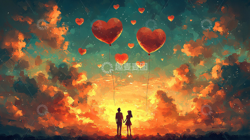 高清大图下载【趣麦麦图】爱意满满的浪漫天空