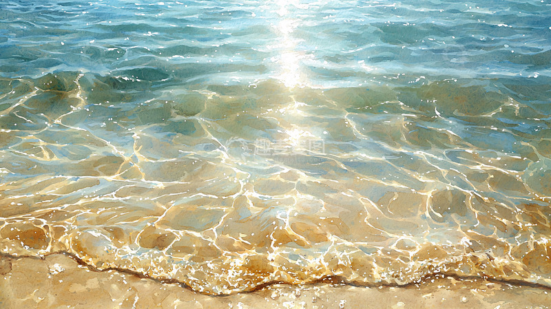 高清大图下载【趣麦麦图】阳光洒在清澈海面上