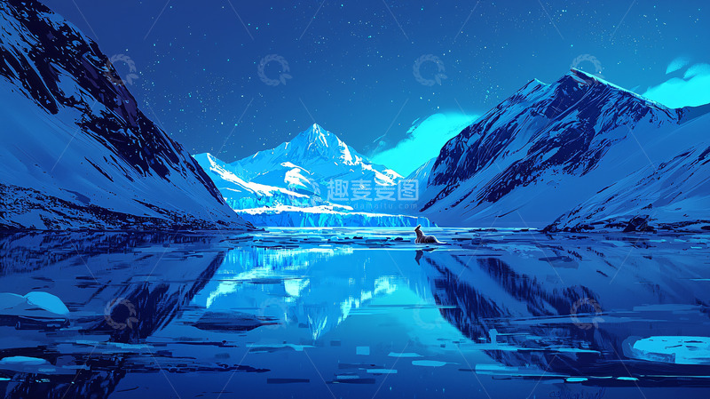 高清大图下载【趣麦麦图】冰雪山脉湖泊倒影