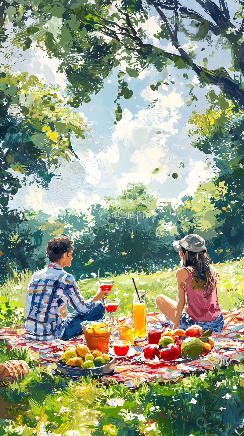 高清大图下载【趣麦麦图】阳光下浪漫野餐