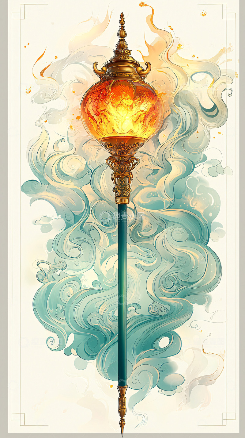高清大图下载【趣麦麦图】发光灯笼法杖