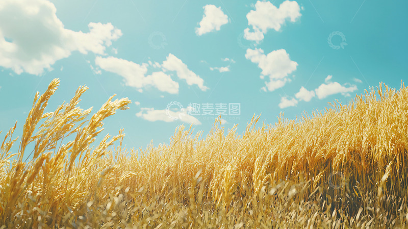 高清大图下载【趣麦麦图】金黄麦田蓝天白云