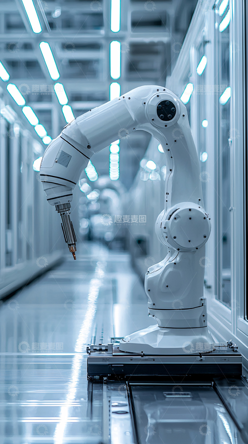 高清大图下载【趣麦麦图】工业机械臂在生产线上