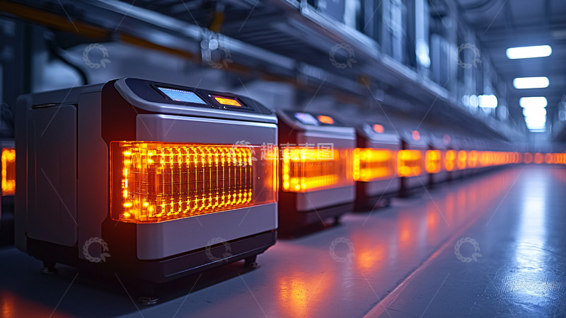 高清大图下载【趣麦麦图】工厂流水线上的红外线加热器