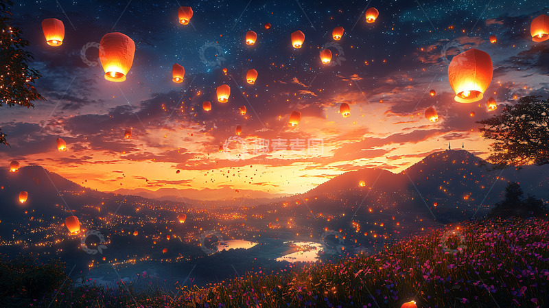 高清大图下载【趣麦麦图】天灯