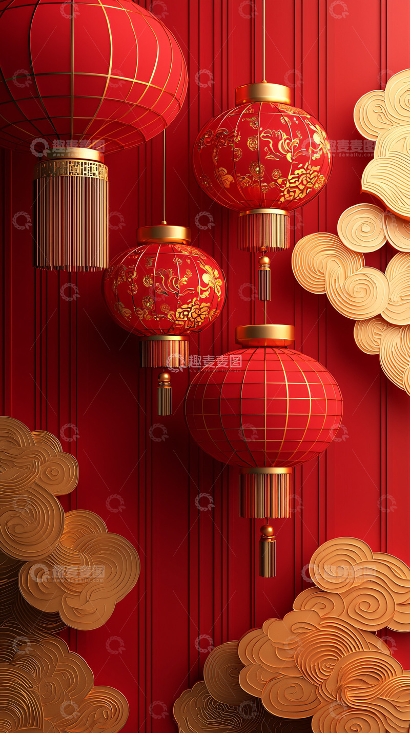 高清大图下载【趣麦麦图】红色中国灯笼