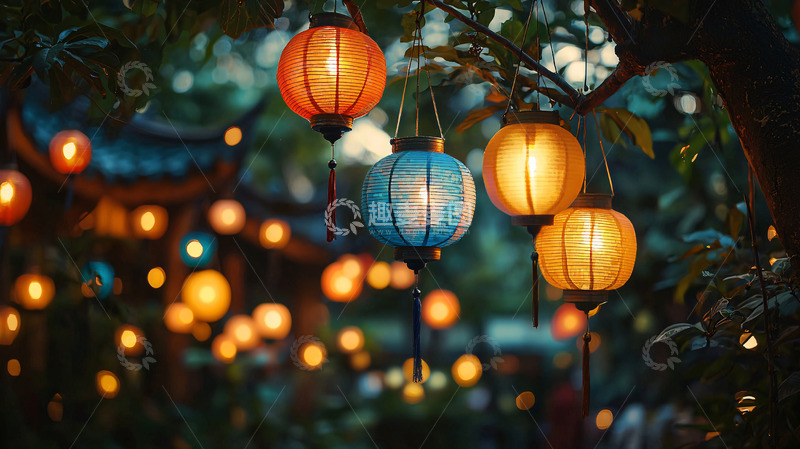 高清大图下载【趣麦麦图】树上挂着彩灯