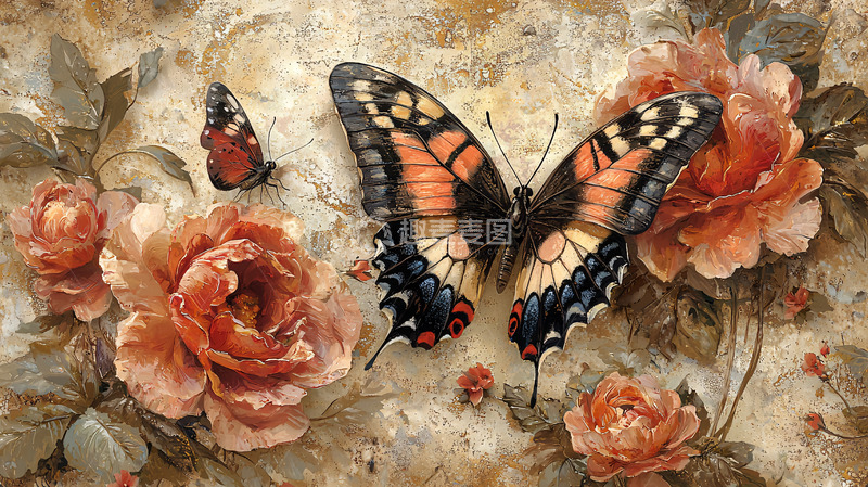 高清大图下载【趣麦麦图】精美蝴蝶花卉图