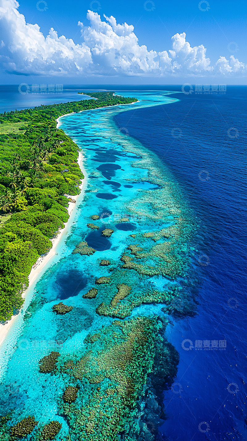 高清大图下载【趣麦麦图】热带岛屿鸟瞰图