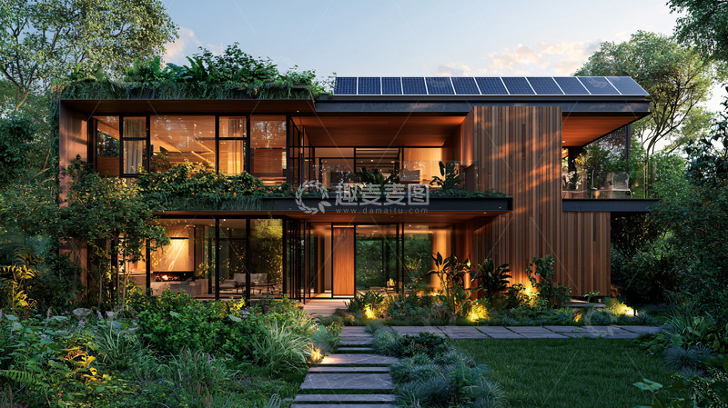 高清大图下载【趣麦麦图】现代生态木屋别墅