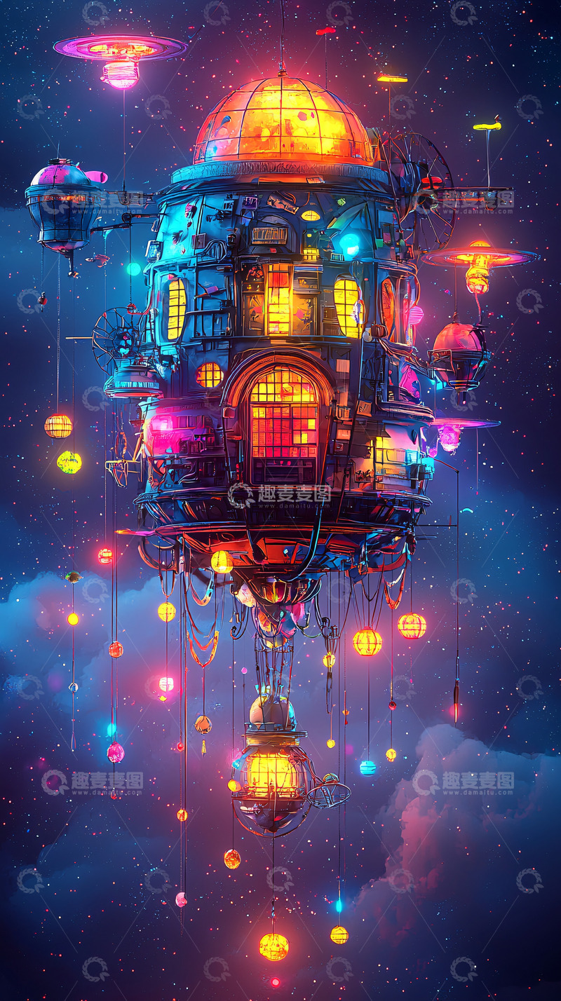高清大图下载【趣麦麦图】梦幻飞艇房屋